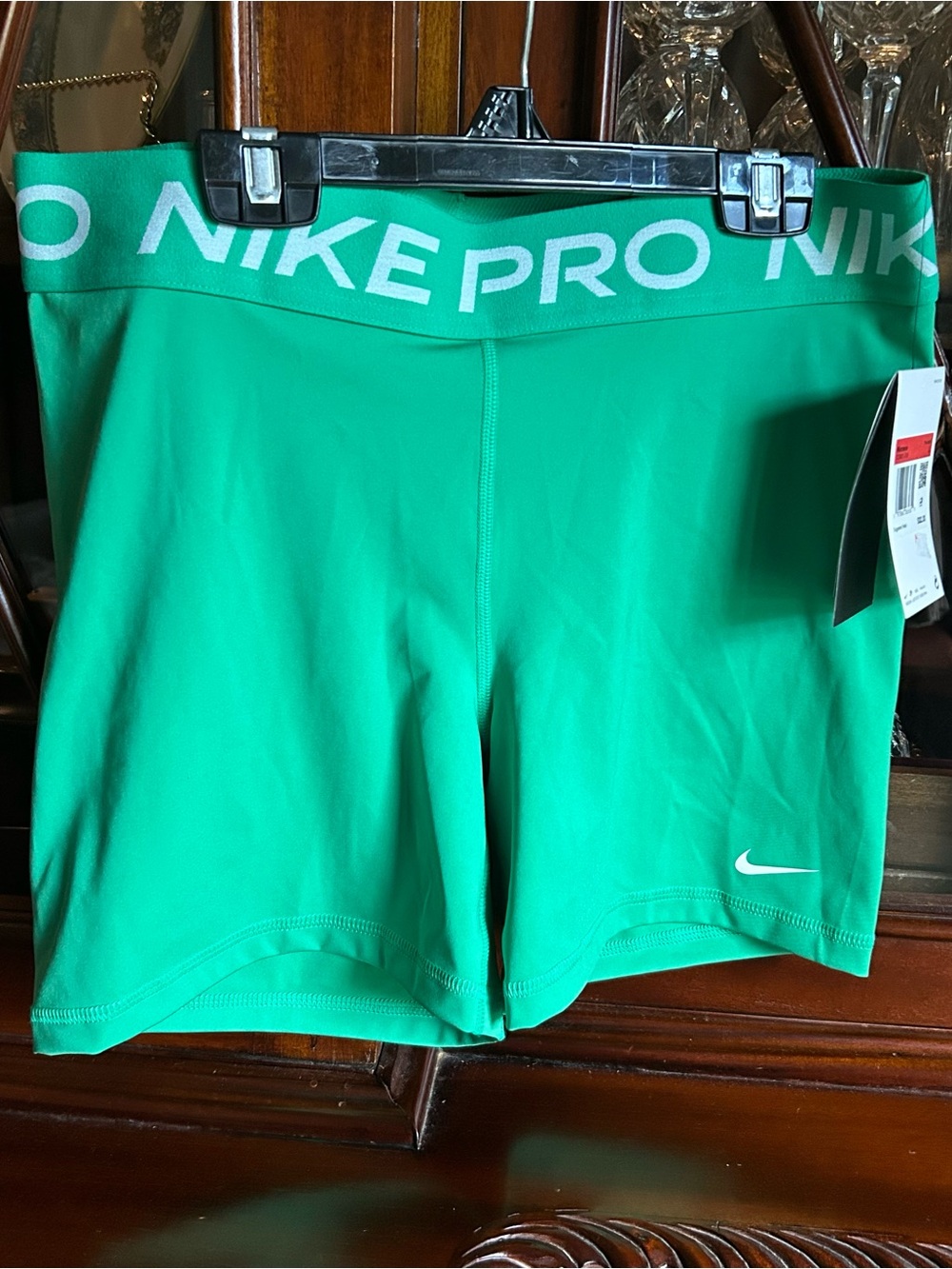 Nike Pro Shorts Medium Support Mid Rise 5” Length Green
